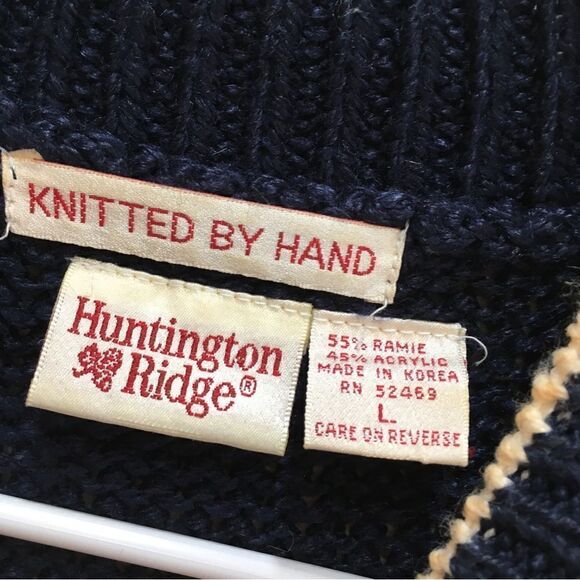 VINTAGE HUNTINGTON RIDGE SKI STYLE SWEATER IN NAVY BLUE‎ - Picture 4 of 6